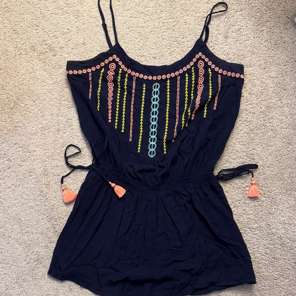 Lilly Pulitzer Navy Camisole with Colorful Embroidery